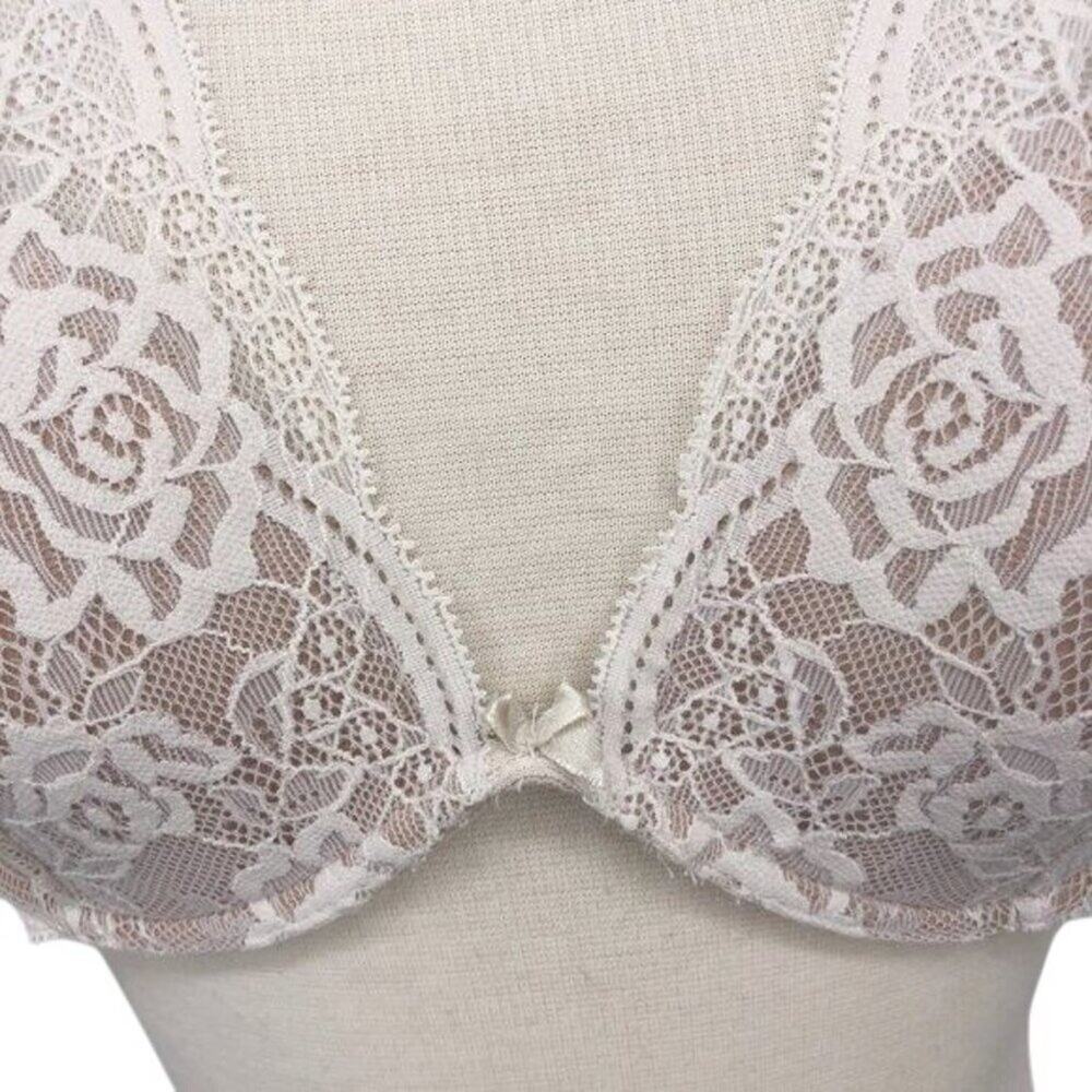 Intimissimi Nude Cream Lace Bra Padded Women's Size 40B Excellent very gently us - Picture 3 of 9